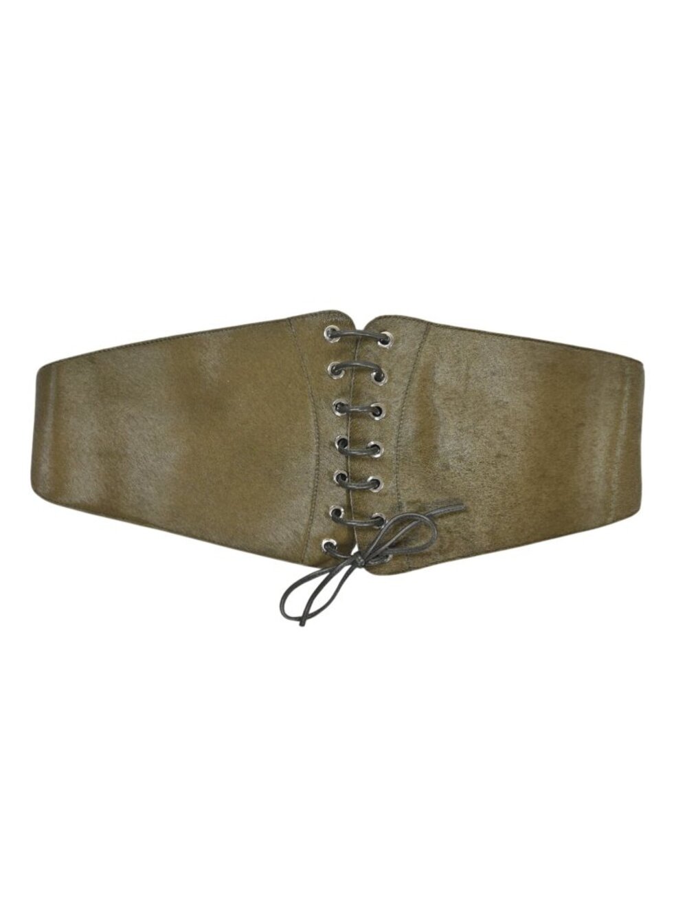 Jeffrey Campbell Calf Hair Corset Belt in Green